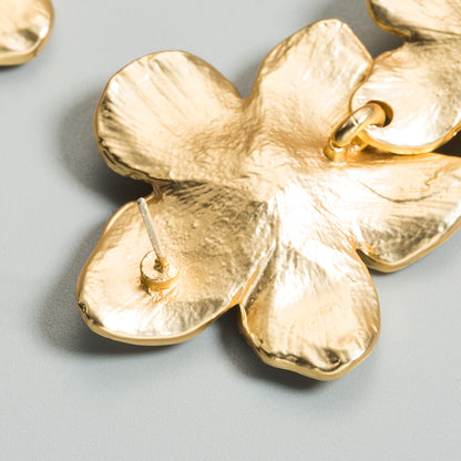 Golden Flower Drop Earrings