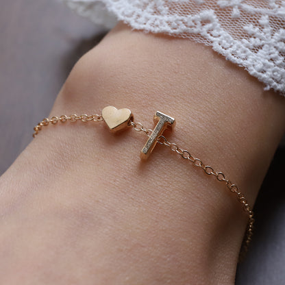 Heart & Initial Charm Bracelet