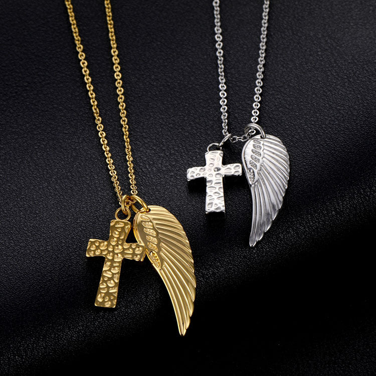 Cross & Angel Wing Pendant