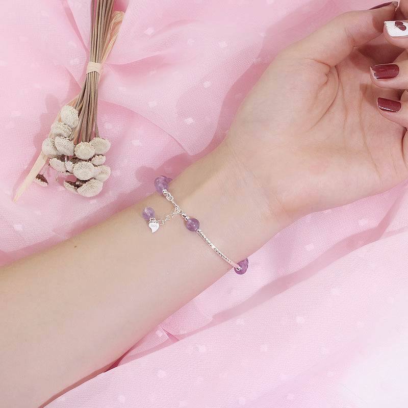 925 Silver Amethyst Crystal Bracelet