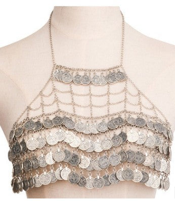 Body Chain with Coins Bralette