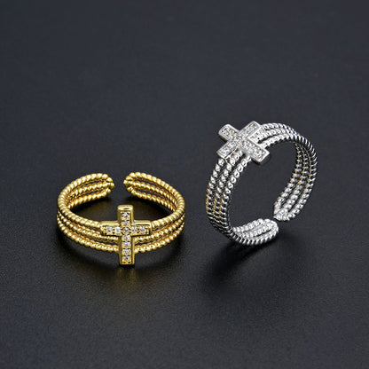 Glimmering Cross Ring