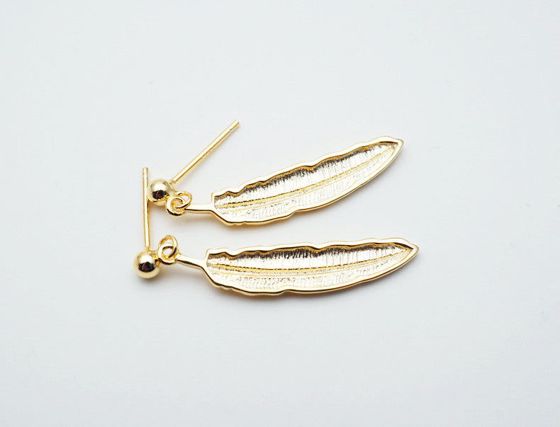 18K Gold Plated Feather Earrings