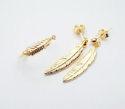 18K Gold Plated Feather Earrings