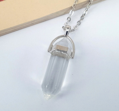 Crystal Wand Necklace Silver Collection - Crystal Column