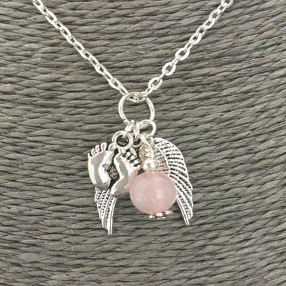 Angel Wing & Baby Feet Charm Necklace