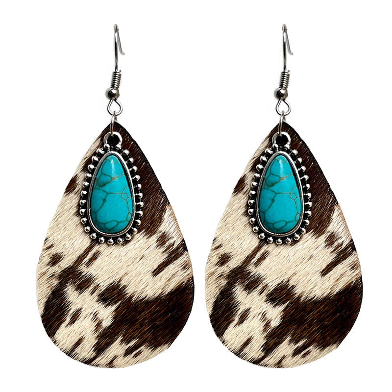 Turquoise Animal Print Earrings