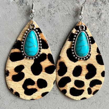 Turquoise Animal Print Earrings