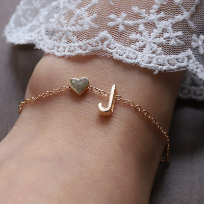 Heart & Initial Charm Bracelet