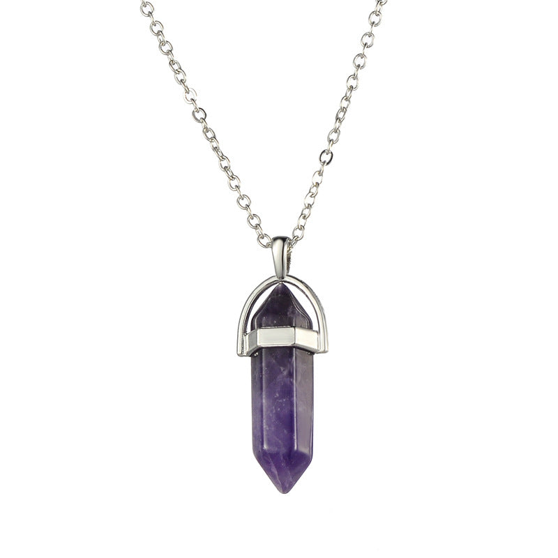 Crystal Wand Necklace Silver Collection - Crystal Column