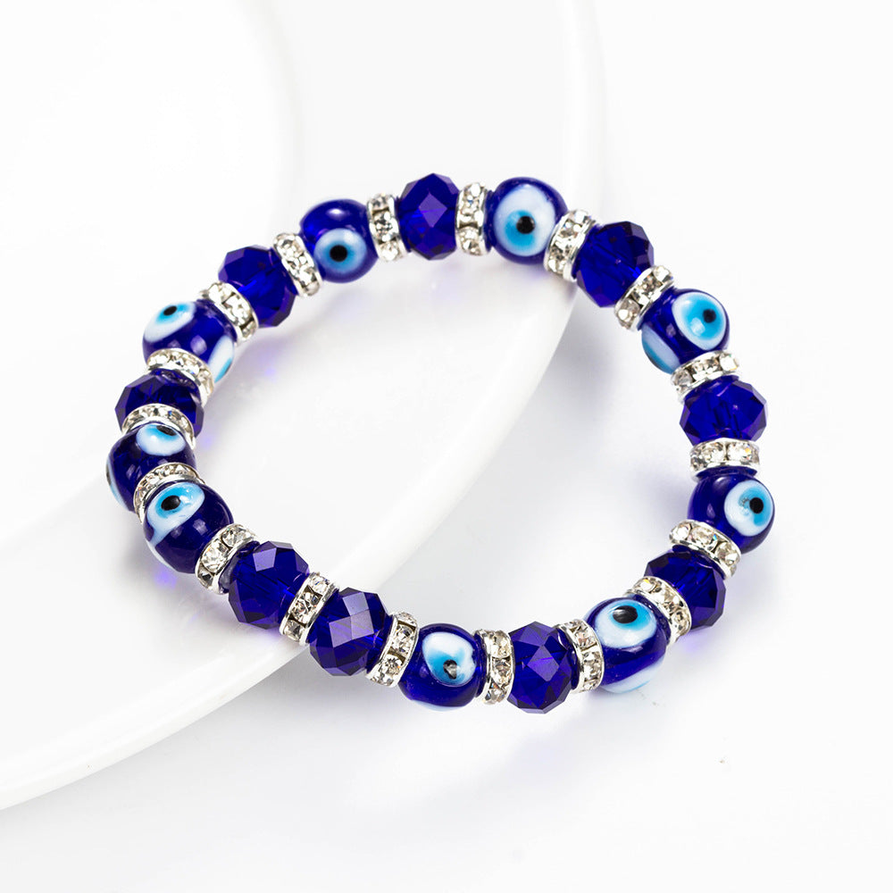 Evil Eye Glass Bead Bracelet