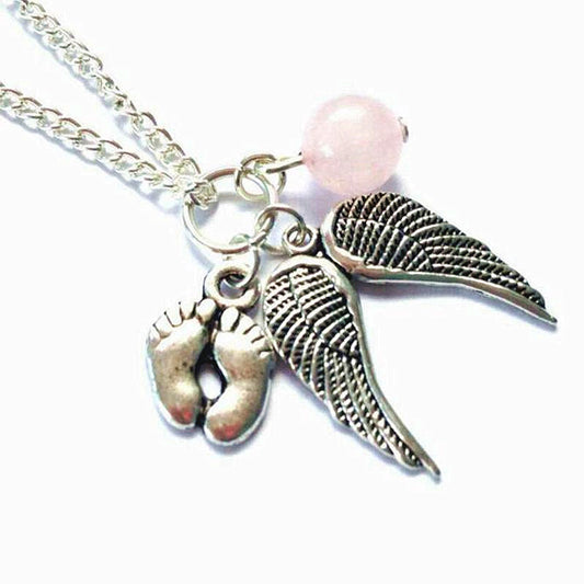 Angel Wing & Baby Feet Charm Necklace