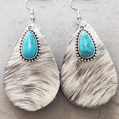 Turquoise Animal Print Earrings