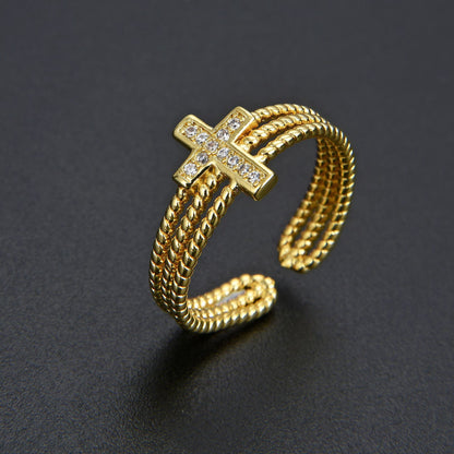 Glimmering Cross Ring