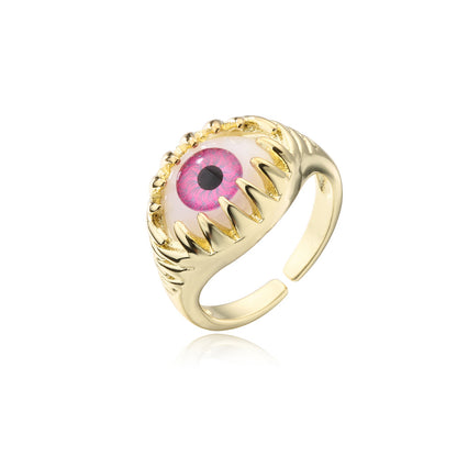 18K Gold Plated Thick Band Evil Eye Ring