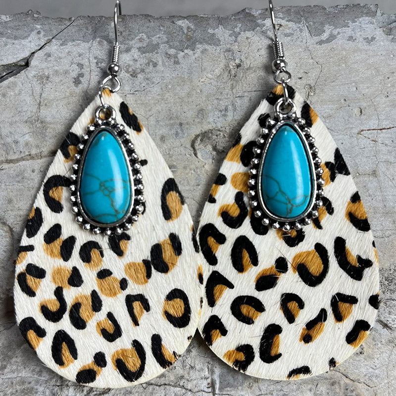 Turquoise Animal Print Earrings