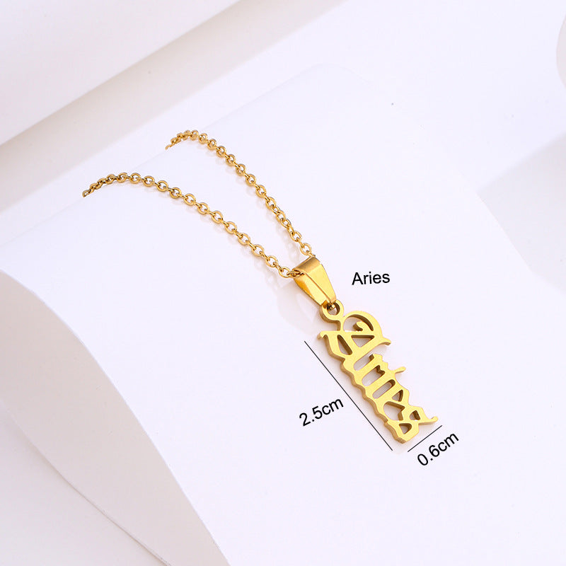 Zodiac Script Necklace