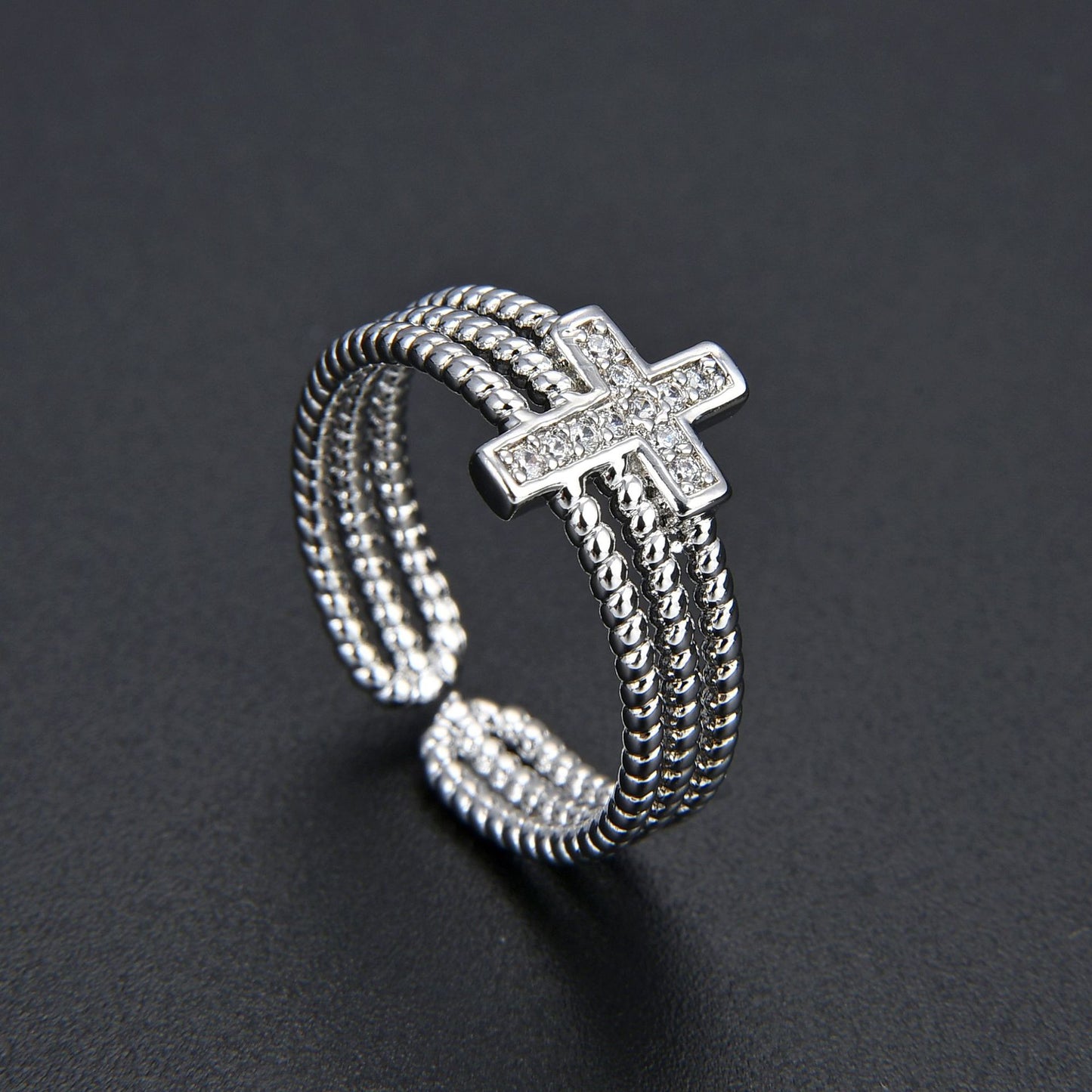 Glimmering Cross Ring