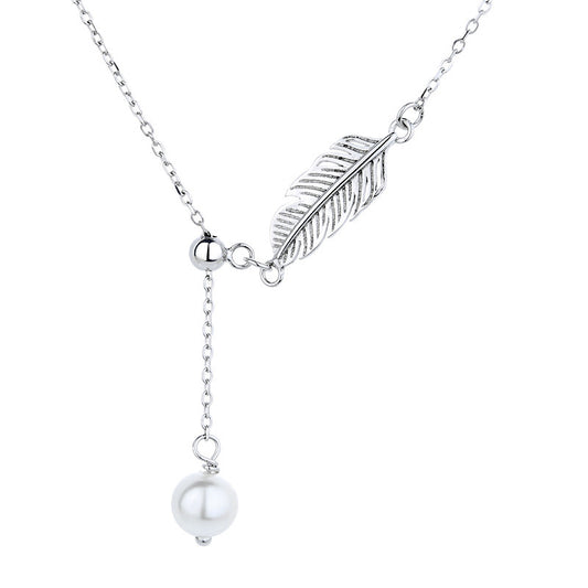 Pearl & Feather Charm Necklace