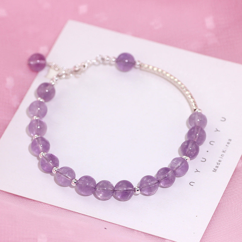 925 Silver Amethyst Crystal Bracelet