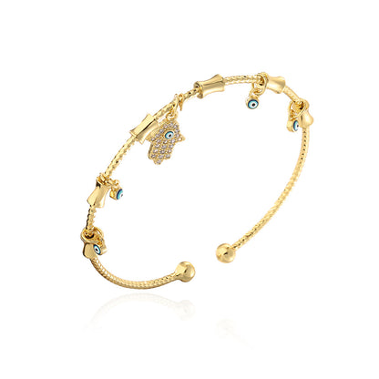 Gold Look Evil Eye Charm Bracelet