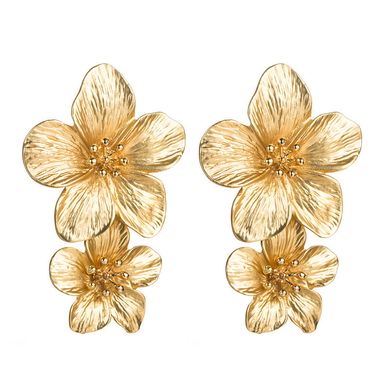 Golden Flower Drop Earrings