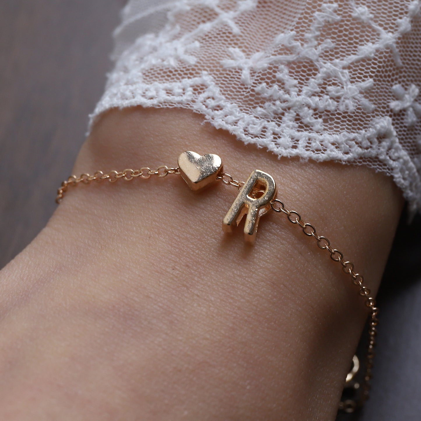 Heart & Initial Charm Bracelet