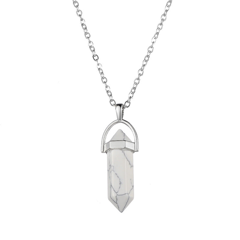 Crystal Wand Necklace Silver Collection - Crystal Column