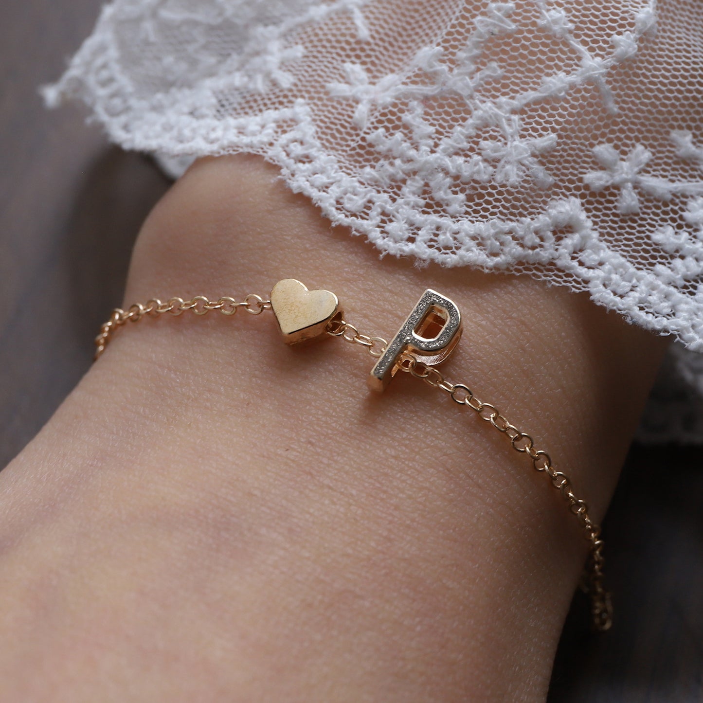 Heart & Initial Charm Bracelet