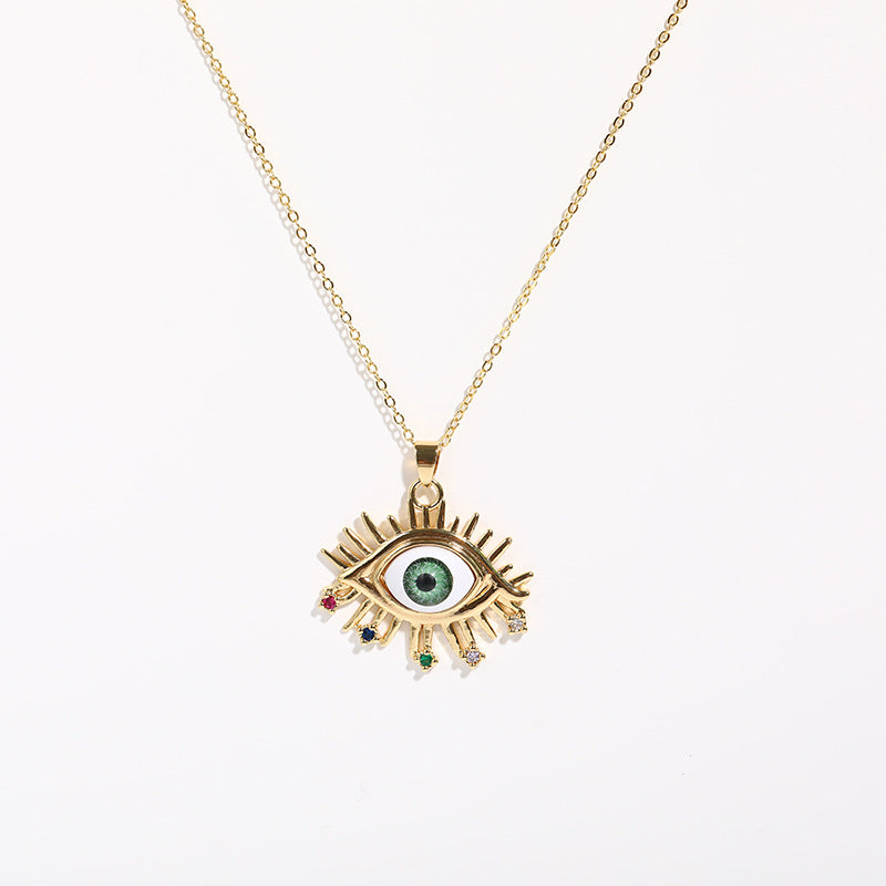 Cubic Zirconium Evil Eye Charm Necklace