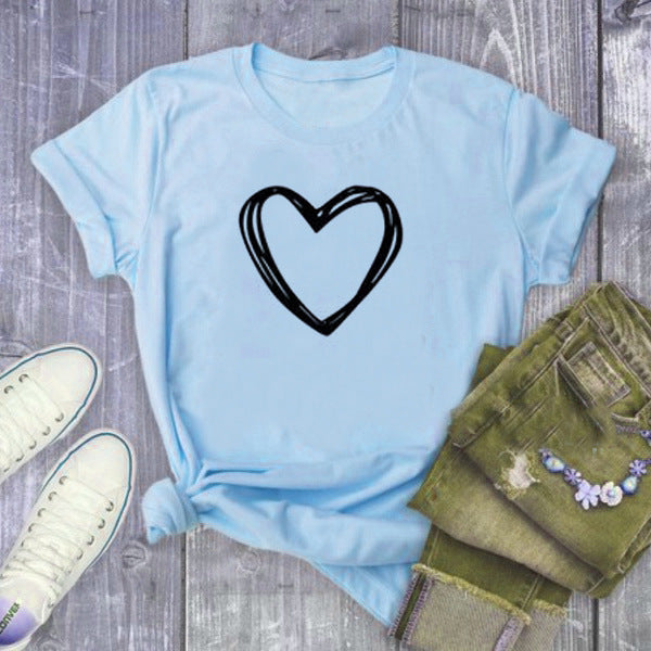 Heart Print T Shirt