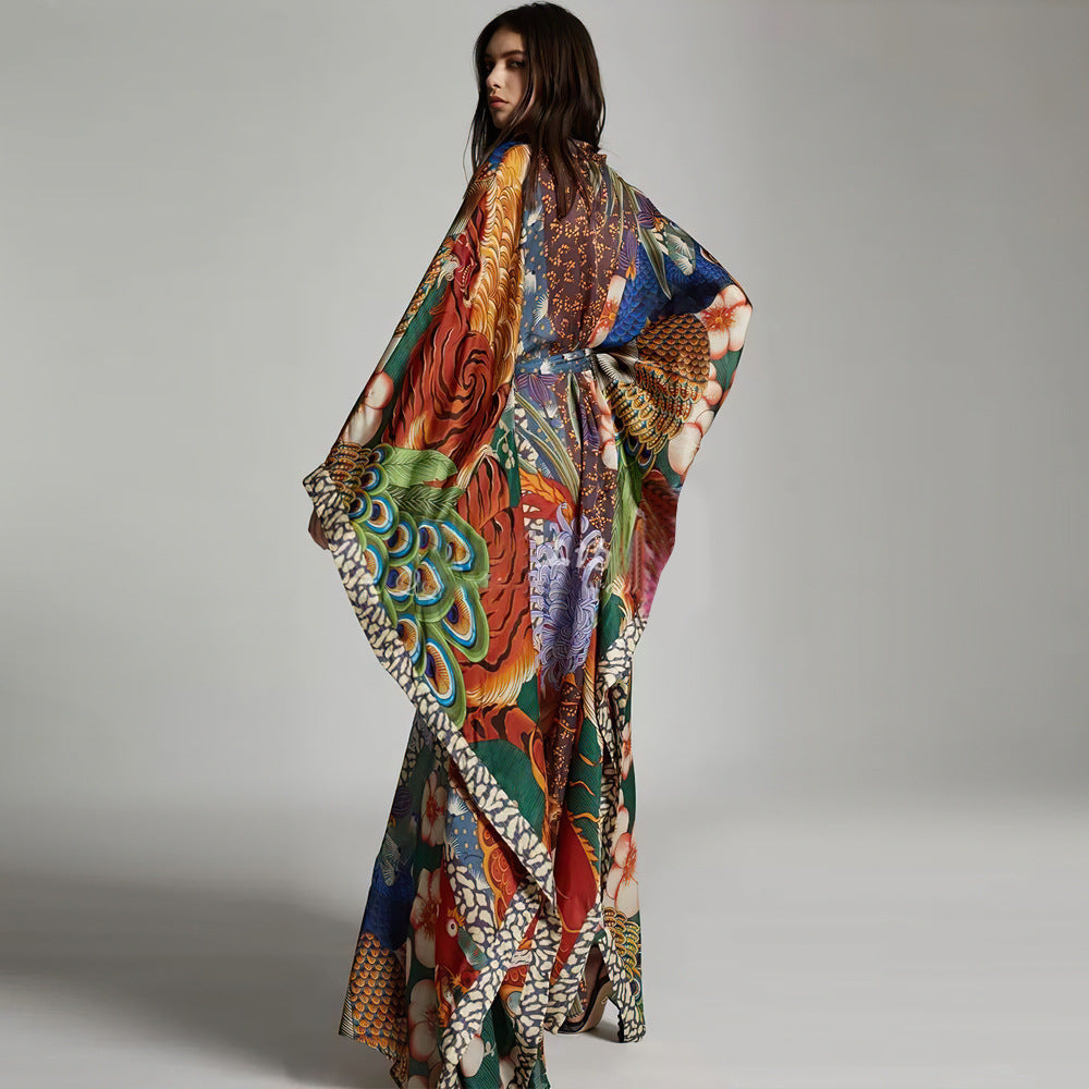 Dragon Print Long Kimono/Robe