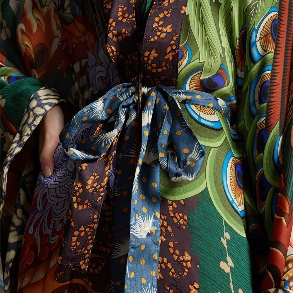 Dragon Print Long Kimono/Robe