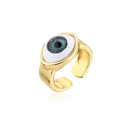 18K Gold Plated Thick Band Evil Eye Ring