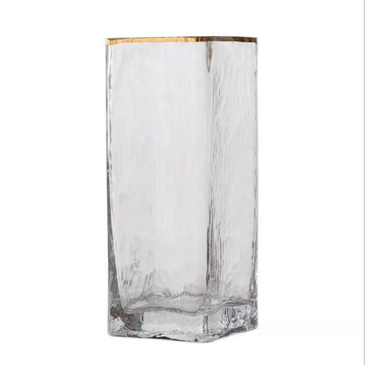 Textured Glass Gold Rimmed Vase