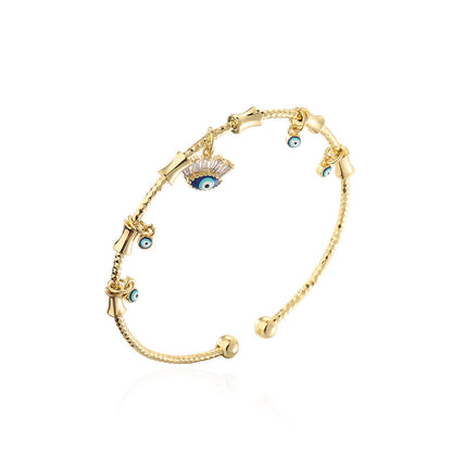 Gold Look Evil Eye Charm Bracelet