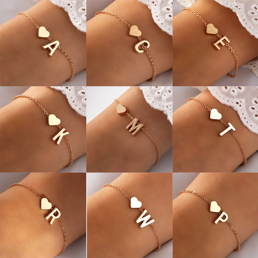 Heart & Initial Charm Bracelet