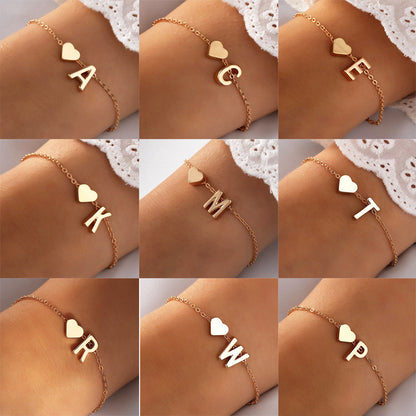 Heart & Initial Charm Bracelet