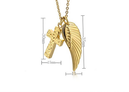 Cross & Angel Wing Pendant