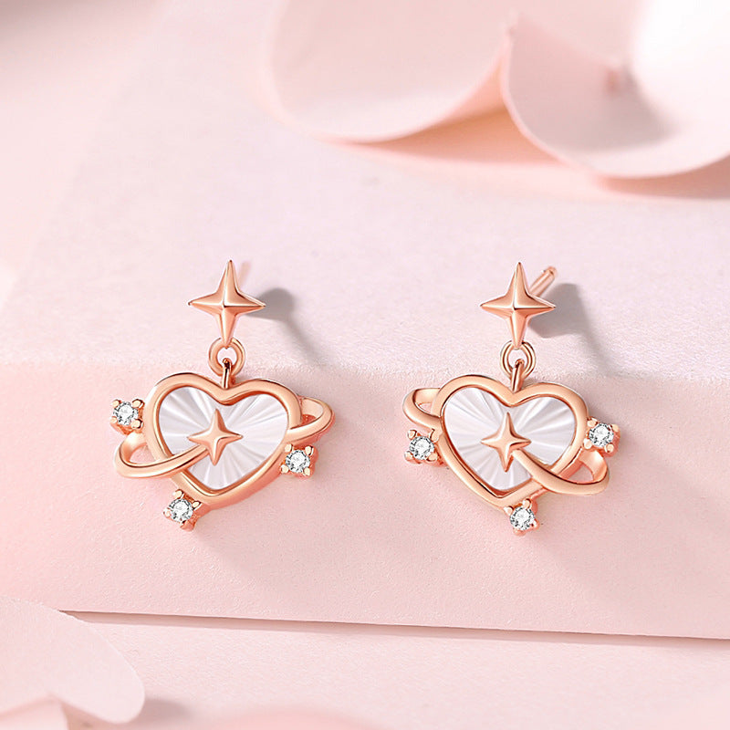 Rose Gold Heart Stud Earrings