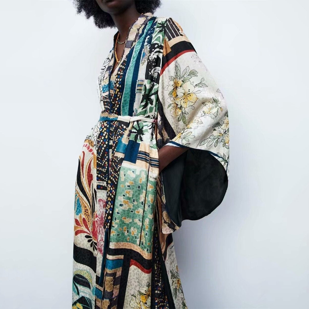 European Station Patchwork Kimono Coat