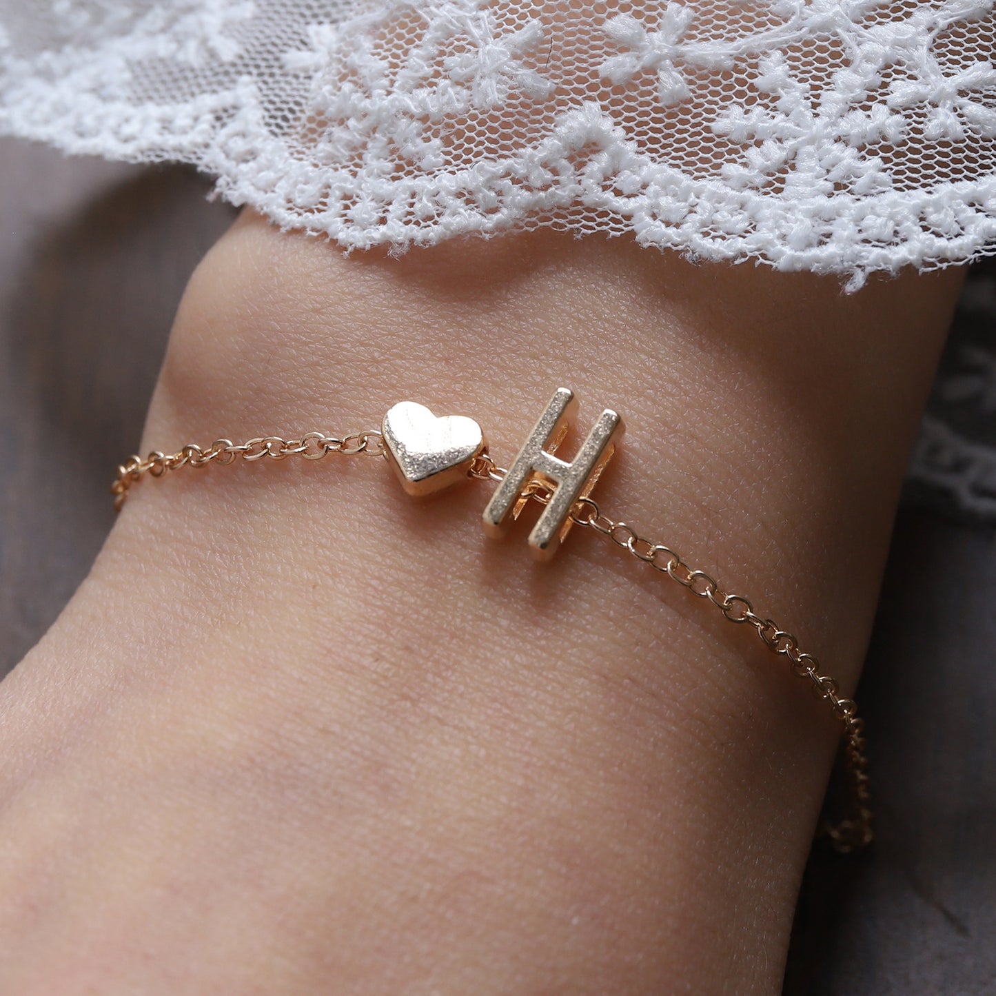 Heart & Initial Charm Bracelet