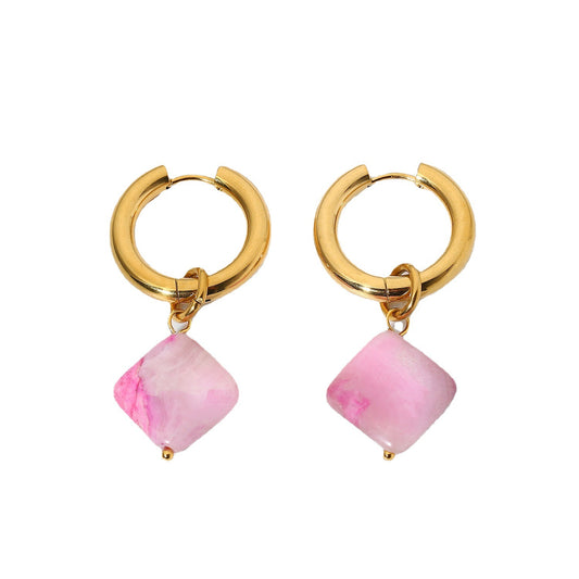 Lush Pink Stone Earrings