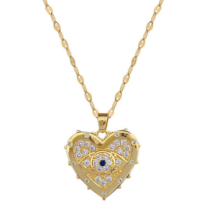 Glittering Evil Eye Heart Necklace