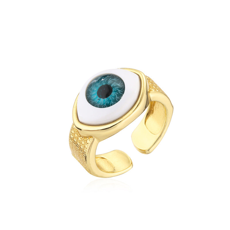 18K Gold Plated Thick Band Evil Eye Ring