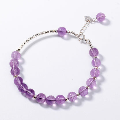 925 Silver Amethyst Crystal Bracelet