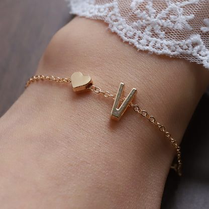 Heart & Initial Charm Bracelet