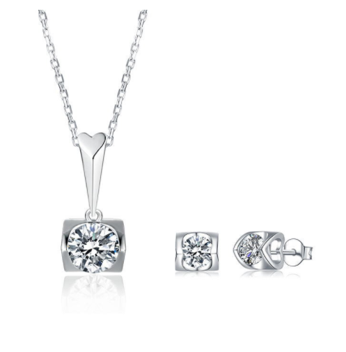 Moissanite Heart Necklace/Earrings