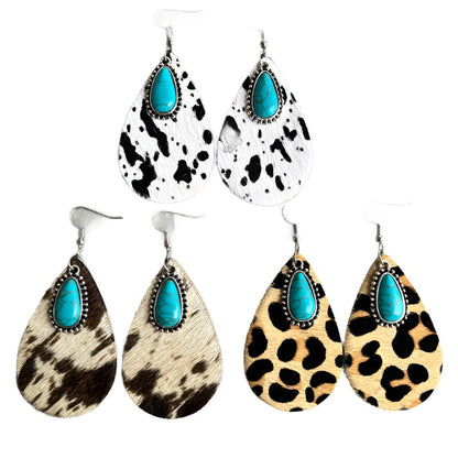 Turquoise Animal Print Earrings