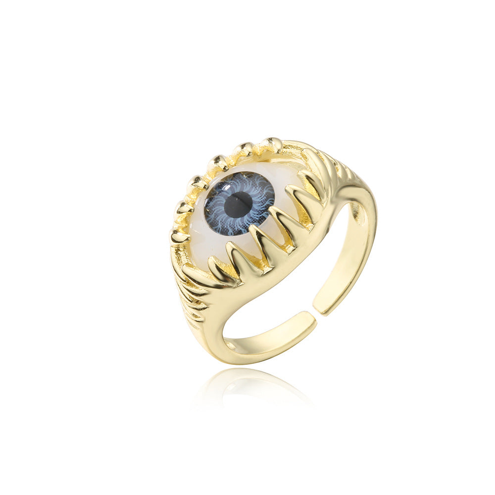 18K Gold Plated Thick Band Evil Eye Ring